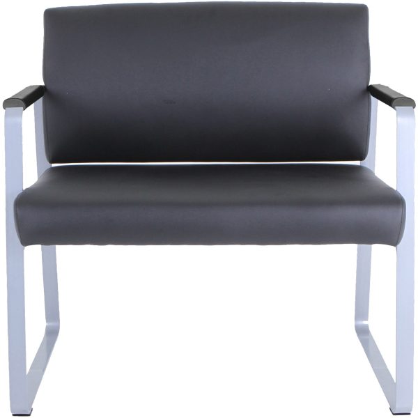 Lorell Healthcare Reception Big & Tall Sled Base Guest Chair - Silver Powder Coated Steel Frame - Sled Base - Black - Vinyl - 1 Each Cheap - Image 2