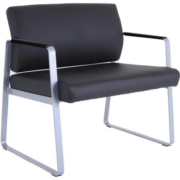 Lorell Healthcare Reception Big & Tall Sled Base Guest Chair - Silver Powder Coated Steel Frame - Sled Base - Black - Vinyl - 1 Each Cheap