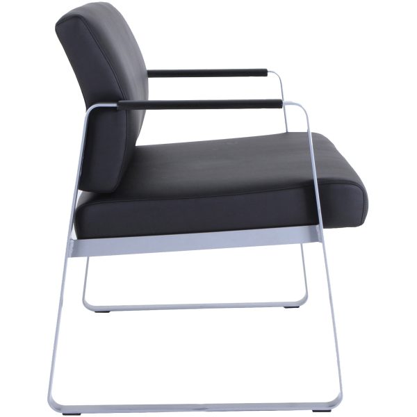 Lorell Healthcare Reception Big & Tall Sled Base Guest Chair - Silver Powder Coated Steel Frame - Sled Base - Black - Vinyl - 1 Each Cheap - Image 5