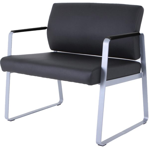 Lorell Healthcare Reception Big & Tall Sled Base Guest Chair - Silver Powder Coated Steel Frame - Sled Base - Black - Vinyl - 1 Each Cheap - Image 3