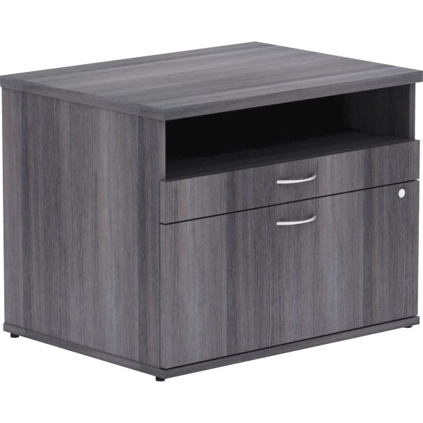 Lorell Relevance Series 2-Drawer File Cabinet Credenza w Open Shelf - 29.5  x 22 23.1  - 2 x File Drawer(s) - 1 Shelve(s) - Finish: Charcoal, Laminate For Sale