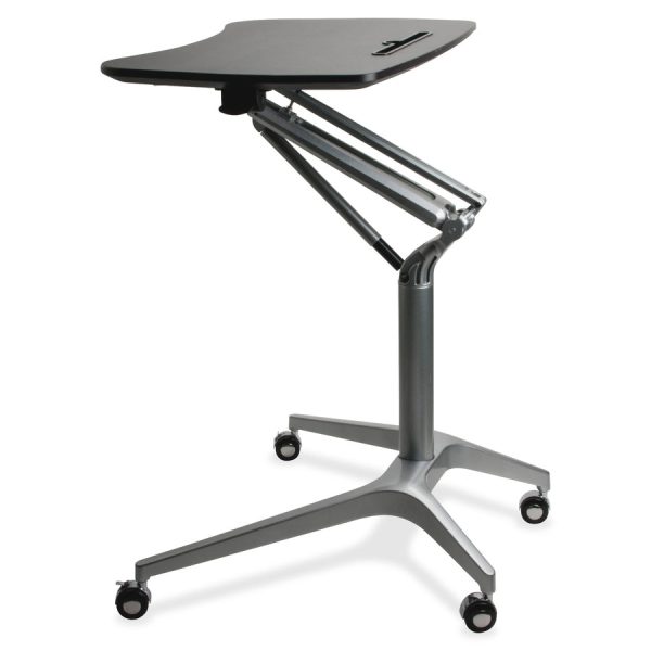 Lorell Gas Lift Height-Adjustable Mobile Desk - For - Table TopBlack Rectangle Top - Powder Coated Base - Adjustable Height - 28.70  to 40.90  Adjustment x 28.25  Table Top Width x 18.75  Table Top Depth - 41  Height - Assembly Required - 1 Each Online Sale - Image 4