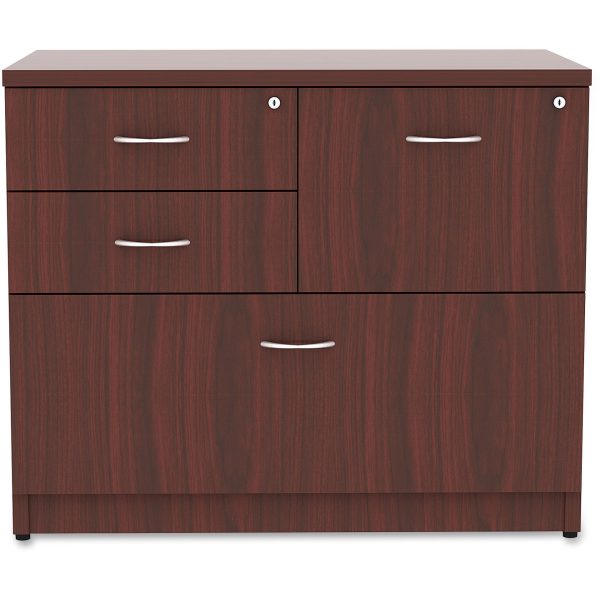 Lorell Essentials Series Box Box File Lateral File - 1  Side Panel, 0.1  Edge, 35.5  x 22 29.5  Lateral File - 4 x Box, File Drawer(s) - Mahogany Laminate Table Top - Versatile, Ball Bearing Glide, Drawer Extension, Security Lock, Durable, Adjustable For Discount - Image 2