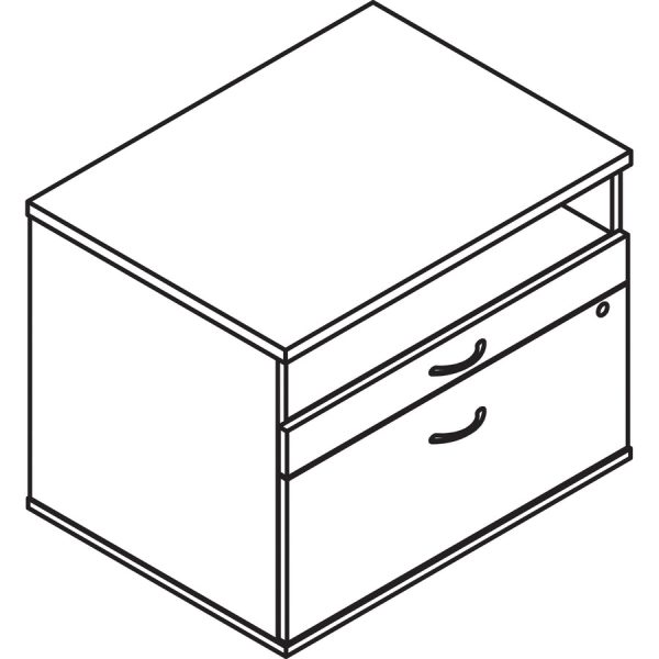 Lorell Relevance Series 2-Drawer File Cabinet Credenza w Open Shelf - 29.5  x 22 23.1  - 2 x File Drawer(s) - 1 Shelve(s) - Finish: Charcoal, Laminate For Sale - Image 5