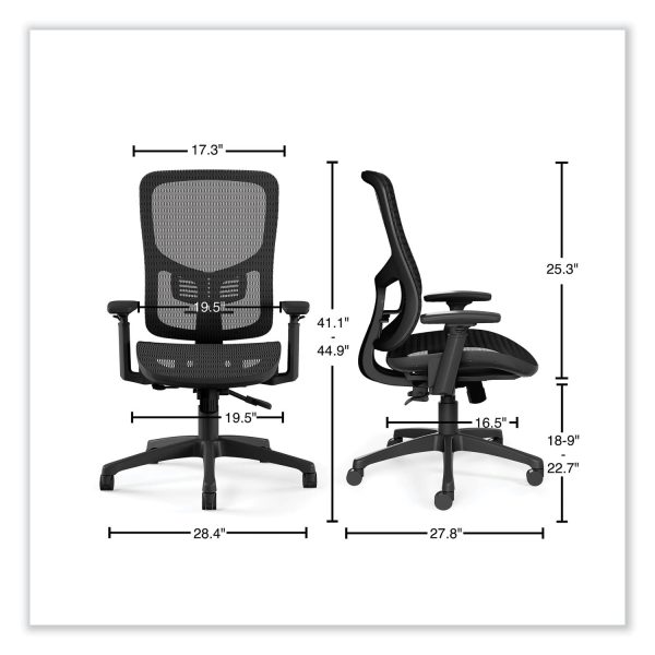 FlexFit Kroy Mesh Task Chair, Supports Up to 275 lbs, 18.9 to 22.76  Seat Height, Black Seat, Black Back, Black Base Online - Image 3