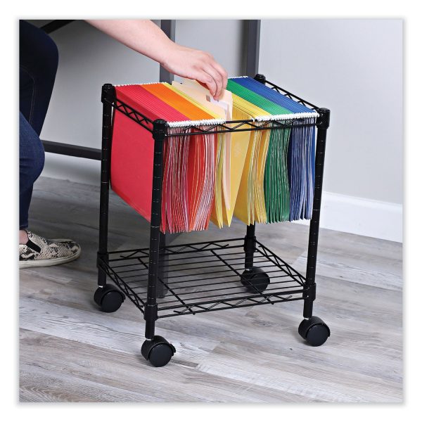 Compact File Cart for Side-to-Side Filing, Metal, 1 Shelf, 1 Bin, 15.25  x 12.38  x 21 , Black Online Hot Sale - Image 5