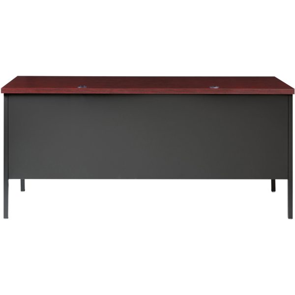 Lorell Fortress Series 66  Right-Pedestal Desk - For - Table TopRectangle Top x 66  Table Top Width x 30  Table Top Depth x 1.12  Table Top Thickness - 29.50  Height - Assembly Required - Laminated, Mahogany - Steel - 1 Each Cheap - Image 4