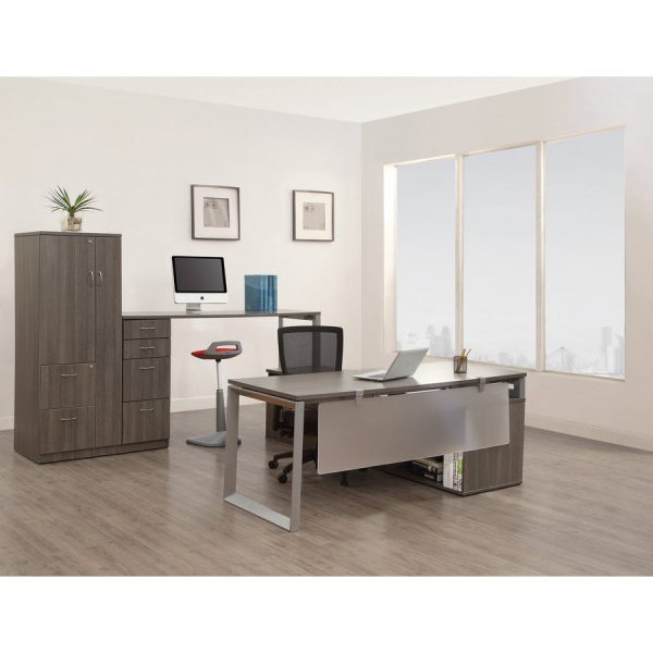 Lorell Relevance Series 2-Drawer File Cabinet Credenza w Open Shelf - 29.5  x 22 23.1  - 2 x File Drawer(s) - 1 Shelve(s) - Finish: Charcoal, Laminate For Sale - Image 4